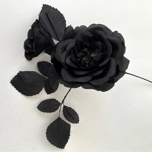 Vintage Millinery Rose Pick Black Silk Wired Wrapped Hat Embellishment Like New